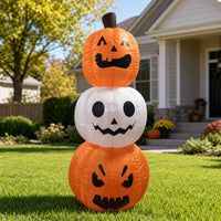 Lighted Stacked Pumpkin Inflatable Tall Inflatable Pumpkin with LED Lights Bright Outdoor Decoration Sturdy for Yard, Lawn