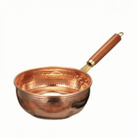 Induction-Compatible Rice Noodle Pot Heavy-Duty Copper Pot with Wooden Handle Sturdy Saucepan Uncoated for Chefs
