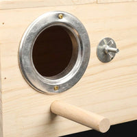 Metal Reinforced Nesting Box, Pine Wood Avian Box, Avian Nesting for Small Finch Breeding, External Mount with Perch and Wood Shavings