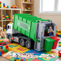 Friction Powered Garbage Truck Extra-Large Size Trash Collection Truck Toy Dumping Action for Children, Kids, Pretend Play