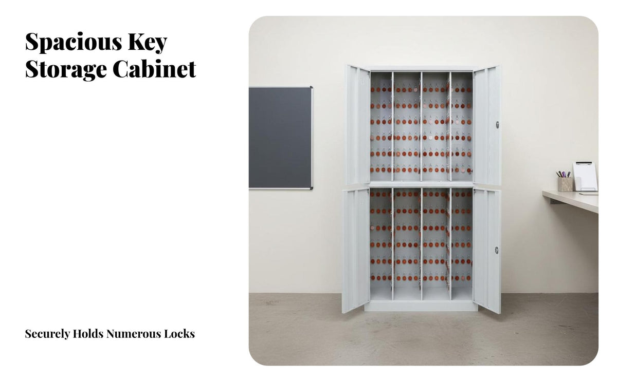 Lockable Wall-Mounted Key Cabinet Heavy-Duty Construction Multi-Slot Key and File Cabinet Labeled Slots Security Storage for Property Estate Agents, Building Administrators, Car Dealership Personnel, Rental Agency, Office, Garage