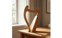 Natural Wood 19-String Lyre Harp Polished 19-String Lyre Vertical Stringed Instrument Compact for Beginners, Students, Music Practice, Home Display