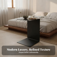 Minimalist Design C-Shaped Couch Table Movable Slide-Under Sofa Table Modern Look Household Furniture Space-Saving for Apartment Dwellers, Remote Workers, Living Room, Small Spaces, Bedroom, Home Office