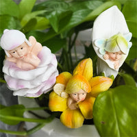 4 Pieces Resin Fairy Figurines with Stake Decorative Plant Stakes with Fairy Figures Whimsical Resin Plant Stakes for Enclosed Glass Gardens