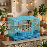 Pet Bird Cage for Small Birds, Foldable Breeder Cage with 1cm Bar Spacing, Cage Small Single Level Indoor Home Design with Slide Out Tray 60cm