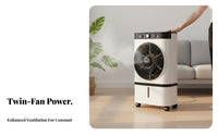 Portable Air Chiller Humidifying Function Twin Air Blower Chiller Three Settings Water Cooling Fan for Homeowners, Office Workers