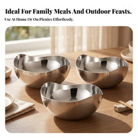3 Pieces Smooth Surface Stainless Steel Bowl 10 Cm Scalloped Bowl Small Household Dishware Lightweight