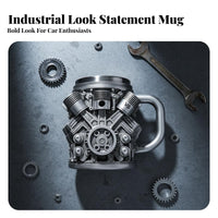 3D Sculpted Details V8 Engine Mug Sturdy Construction V8 Engine Coffee Mug Rust-Resistant for Mechanics, Engineers, Man Cave, Garage, Home