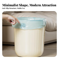 Round Lidless Trash Can Large Capacity Open Top Garbage Can Press-to-Hold Band Minimalist Wastebasket for Students, Homeowners, Living Room