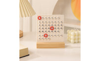 Endless Calendar Minimalist Acrylic Calendar with Wood Base Wooden Date and Day Date Display for Study Desk, Office, Home Decor