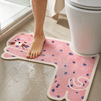 L-Shaped Diatomaceous Earth Bathroom Mat with Non-Slip Rubber Backing, Super Absorbent Quick Dry Floor Mat for Toilet and Entryway