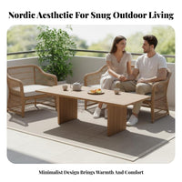 4 Pieces 4-Piece Wood Frame Seating Set Nordic design Outdoor Furnishing Waterresistant Garden Lounge Group for Families, Adults, Patio, rearyard, waterfront