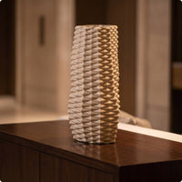 Ceramic Vase Tall Flower Holder Faceted for Hotel Lobby, Interior Designers