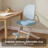 Sturdy & Stable Adjustable Kids Study Chair Soft Padded Seat Height Adjustable Writing Chair Built-in Footrest Breathable Mesh Back for Students, Boys, Girls, Reading, Bedroom, Home Office, Playroom
