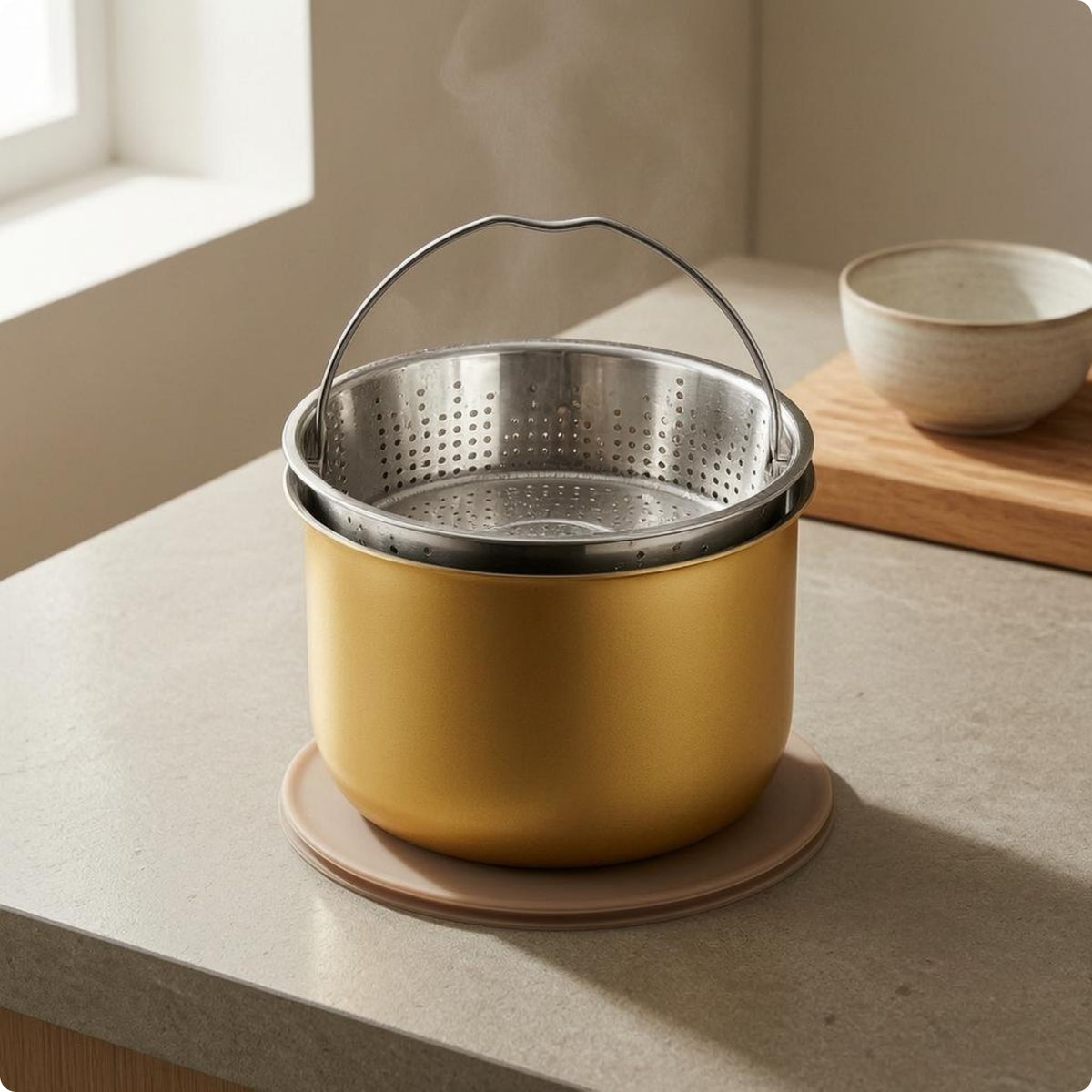 Rice Cooker Steaming Insert Smooth Lustrous Finish Inner Steamer Basket Shallow Stainless Steel Steamer Basket