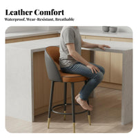 Light Luxury Design rotate Stool with backrestrest Built-in Footrest Bar Chair Stable Pedestal Base Home Furniture Padded Seat and backrest for Homeowners, Business Owners, Adults, Billiard Hall, Kitchen Island, Reception Desk, Restaurant
