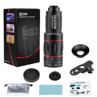 High Magnification Phone Telephoto Lens Kit Black 28x Zoom Lens Kit Red Accent Rings Mobile Accessory Portable