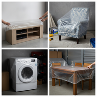 PE Drawstring Dustproof Furniture Appliance Cover with Elastic Band and Square Bottom