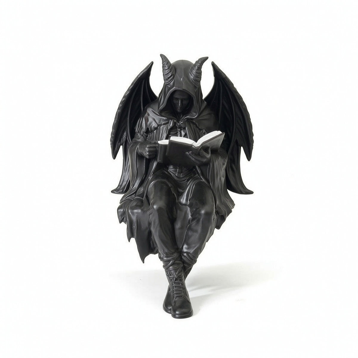 Decorative Cloaked Figure Figurine Fantasy Figurine with Book Detailed Gothic Statue Collectible for Reading Nook