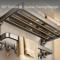 Foldable Space Aluminum Towel Rack Set, Bathroom Organizer