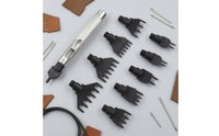 Leather Hole Punch Tool Set Multi-Pronged Interchangeable Hole Punch Tool Knurled for Leathercrafters, Hobbyists, Leathercraft, Belt Making