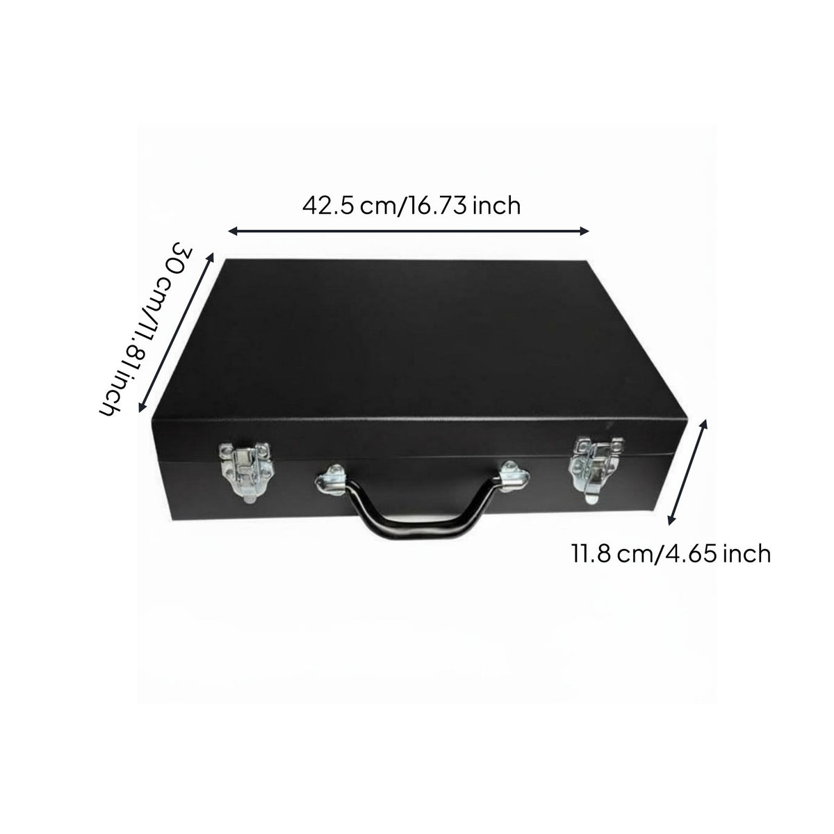 Large Capacity Metal Toolbox Cold-Rolled Steel Construction Portable Tool Box Ergonomic Handle for Auto Mechanics, DIY Enthusiasts, Workshop