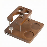 Wooden Puck Press Stand Rectangular Tamping Station Espresso Tool Holder Solid Wood Metal Tamping Base Stand