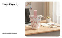 Portable with Handle Expandable Stationery Holder Stands Upright Standing Writing Implement Case Multifunctional Expandable Pen Holder Space Saving for Students, Girls, Teens, School, Desk Organization