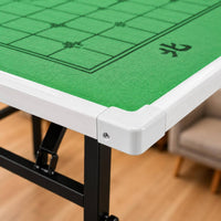 Foldable Folding Game Table Lift-Adjustable Square Game Table Black Metal Legs Portable Furniture White Border