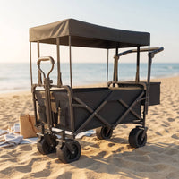 Foldable Wagon with Canopy All Terrain Folding Wagon with Canopy Folding Garden Cart Weather-Resistant Spacious for Campers