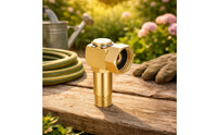 Thread Seal Tape Included 1/2 NPT to 3/4 GHT Adapter Threaded Swivel Elbow Hose Adapter Gold-Colored Finish Brass Hose Connector Hex Shape