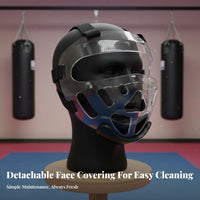 Taekwondo Face Guard PC Material Transparent Helmet Face Guard Breathable Detachable Helmet Guard for Beginners, Kids, Training, Competition