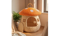 Spore-Themed Pet Shelter House Enclosed woven Pet House Dome-Shaped Feline Hideaway for Indoor