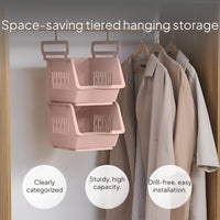 Plastic Closet Organizer Hanging Basket, Stackable Rack
