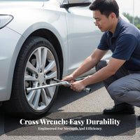 High Rotational Force 4-Way Lug Wrench Long-Lasting Steel Construction 4 Way Cross Wrench Easy Leverage