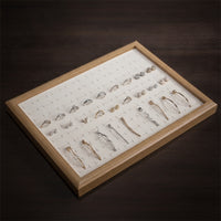 Jewelry Display Tray with Band Slots Wooden Band Tray with Slots Wood-Grain for Collectors, Jewelers, Dresser, Countertop, Boutique
