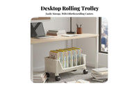 With casters Mobile Book trolley Space-Saving Multi-Tier Rolling Organizer Large Capacity book trolley Easy reach for Students, Children, educators, Study Room, Under Desk, Classroom, Library