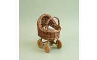 With Wheels Wicker Baby Carriage Basket Rustic Design Baby Stroller Flower Pot DIY Craft Supply Decorative Container for Florists