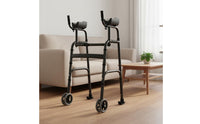 Upright Folding Walking Assistant Strolling Support Height Adjustable Standing Gait Support with Armrests Two-Mode Mode