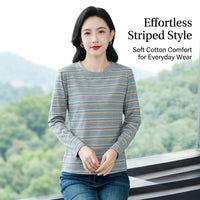 Womens Tops Long Sleeve Striped Shirts for UK, Soft Blend Pullover for Everyday Wear, Loose Fit Casual in Extended Sizes