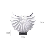 Textured Shell Sculpture Modern Sculpture with Base Abstract Ribbed Fan Statue Geometric for Interior Designers, Living Room, Entryway, Office Reception, Mantel