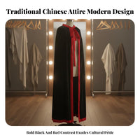 Traditional Chinese Traditional Chinese Attire Mantle Unisex Lace-up Stage Costume Cloak Retro Design Hoodless Long Velvet Cape for Adults