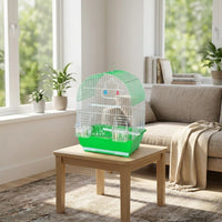 Pet Bird Cage with Domed Top, Metal Avian Enclosure and Medium Size 28x20x38cm Indoor Budgie Parakeet Finch Canary Habitat, Secure Avian Cage