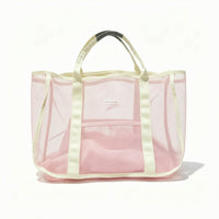 Lightweight Beach Tote with Zip Pocket Spacious Mesh Beach Tote Transparent Breathable for Pool