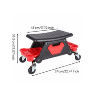 Heavy-Duty Construction Automotive Work Stool with Tool Trays Low-Profile Design Workshop Equipment for Mechanics, Garage
