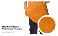 Extended Length Heat Resistant Welder's Apron Reinforced Stitching Leather Metal-Joining Apron for Welders, Blacksmiths, Industrial Use