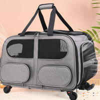 Wheeled Pet Carrier with Telescopic Handle Soft-Sided Wheeled Pet Carrier Comfortable Car Rides
