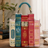 Vintage Stacked Book Novelty Handbag in Leather, Modern Minimalist Style