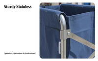 Heavy Duty Hotel Service Trolley High Capacity Commercial Laundry Cart 360° Swivel Casters Stainless Steel Laundry Bin Quiet Wheels for Housekeepers, Janitorial Personnel, Homeowners, Hospitality Industry, Nursing Homes, Dormitory