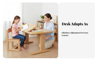 Adjustable Desk and Chair Set Rounded Corners for Adjustable Ergonomic Writing Table and Chair Built-in Storage Drawer children's Furniture